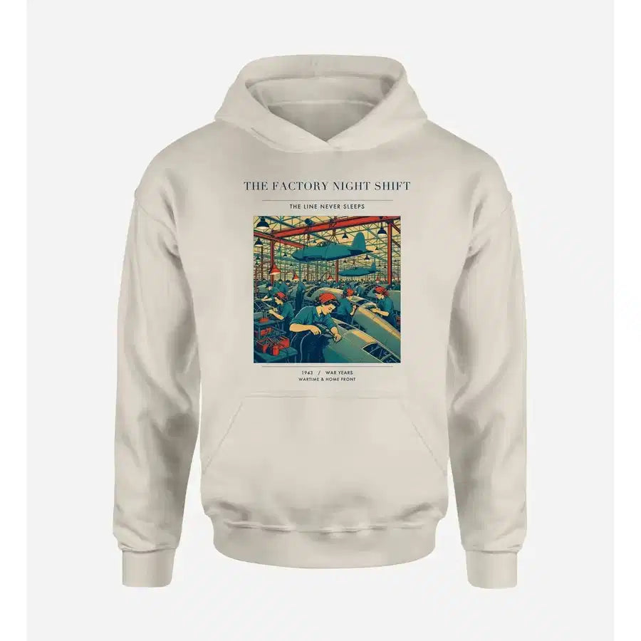 VINTAGE G4502 - The Factory Night Shift - Premium Hoodie design on khaki premium