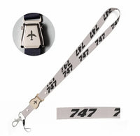 Thumbnail for Boeing 747 Flat Text seat belt lanyard - light gray