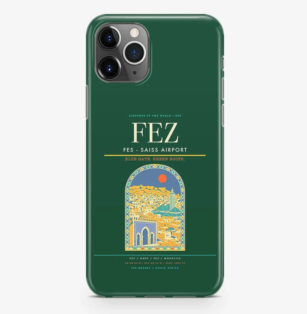 Fez Airport (FEZ) design on dark green iPhone 16 Pro MagSafe case