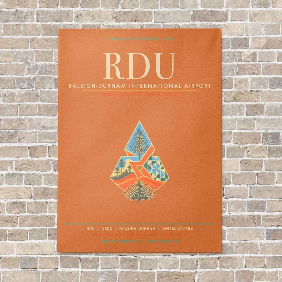 Raleigh-Durham International Airport RDU - Canvas Framed - Orange