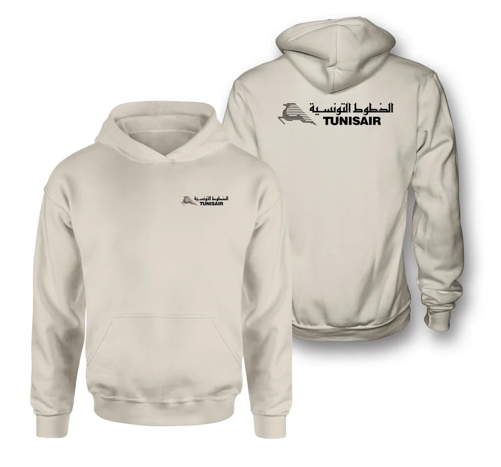 Tunisair logo on khaki double side hoodie