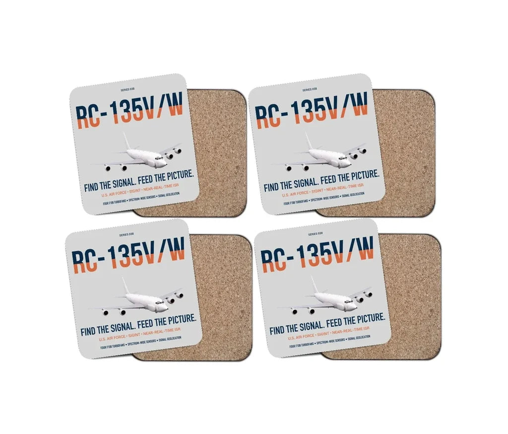RC-135V W Rivet Joint design on light gray 4 pieces set coaster