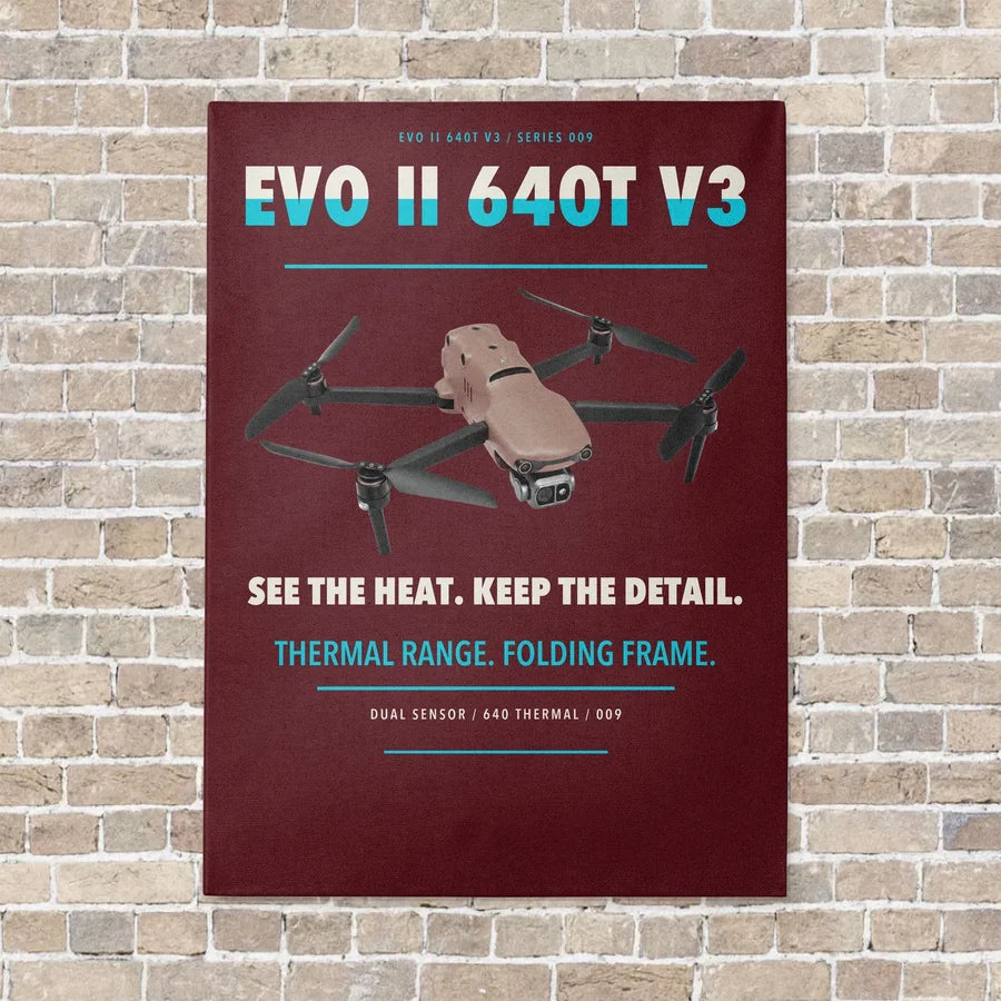 Autel EVO II Dual 640T V3 vertical canvas print - no frame - dark red background