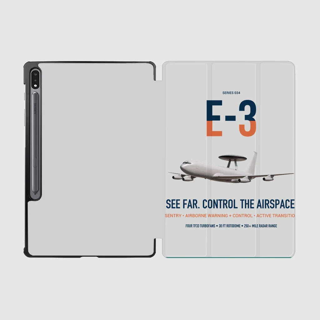 E-3 Sentry AWACS design on light gray samsung tablet tablet case