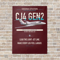 Thumbnail for Cessna Citation CJ4 Gen2 vertical canvas print - no frame - dark red background