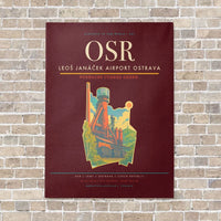 Thumbnail for Leoš Janáček Airport Ostrava OSR vertical canvas print - no frame - dark red background