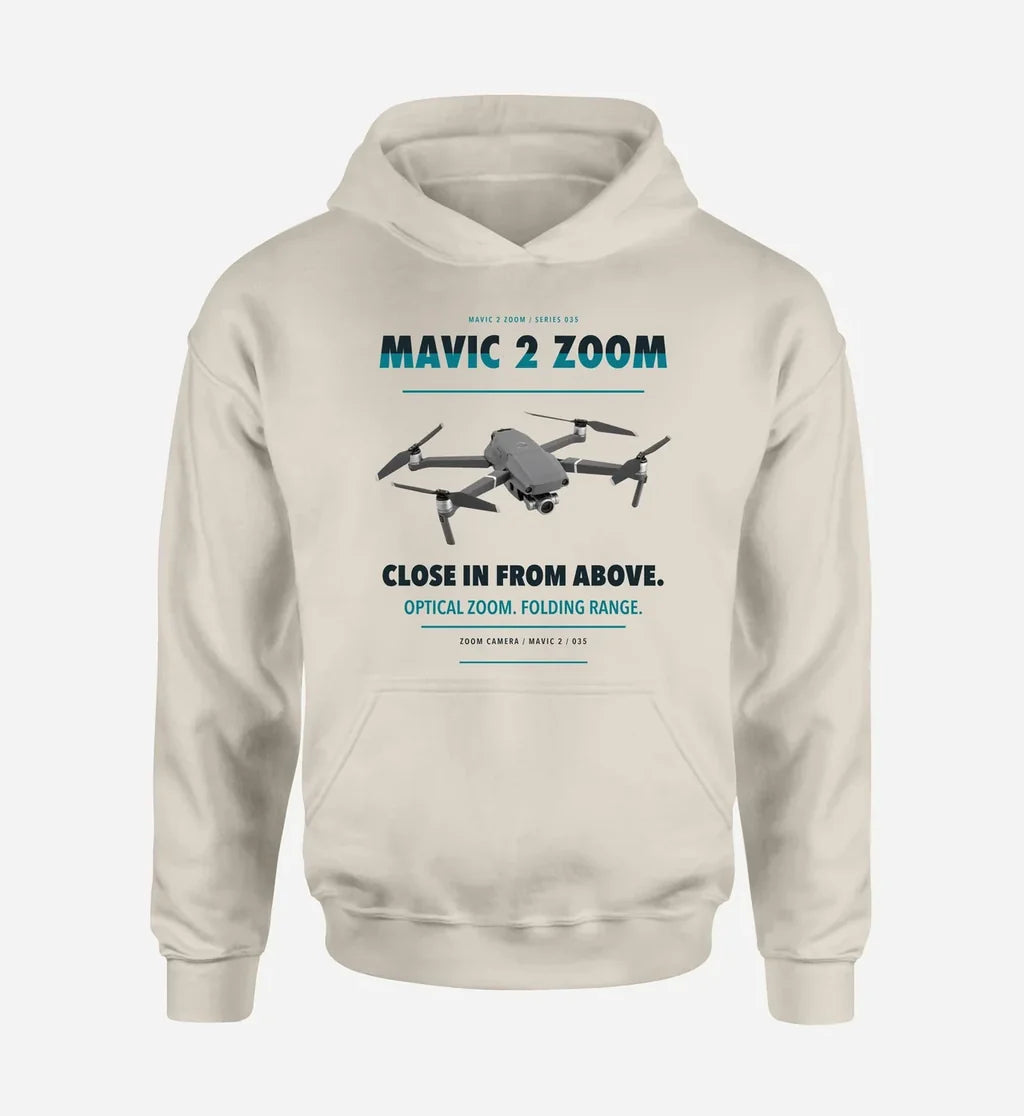 DJI Mavic 2 Zoom design on khaki hoodie single side