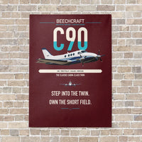 Thumbnail for Beechcraft King Air C90 vertical canvas print - no frame - dark red background