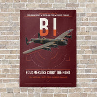Thumbnail for Avro Lancaster B I vertical canvas print - no frame - dark red background