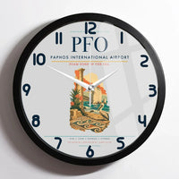 Thumbnail for Paphos International Airport (PFO) design on light gray framed wall clock
