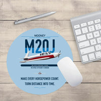 Thumbnail for Mooney M20J 201 design on light blue round mouse pad