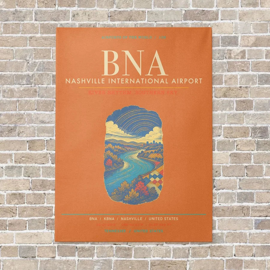 Nashville International Airport BNA - Canvas Framed - Orange