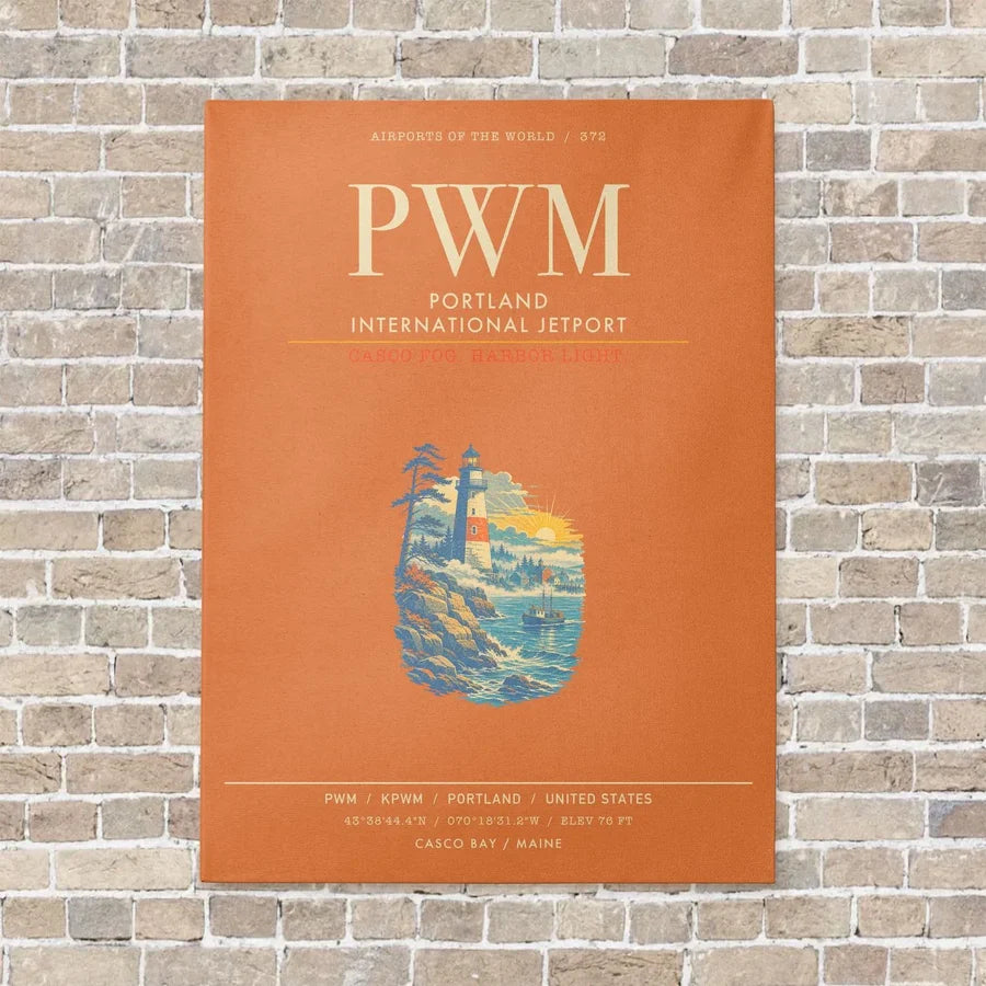 Portland International Jetport PWM - Canvas Framed - Orange