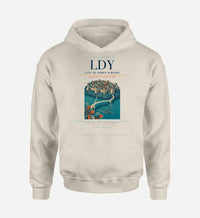 Thumbnail for City of Derry Airport (LDY) design on khaki hoodie single-side print