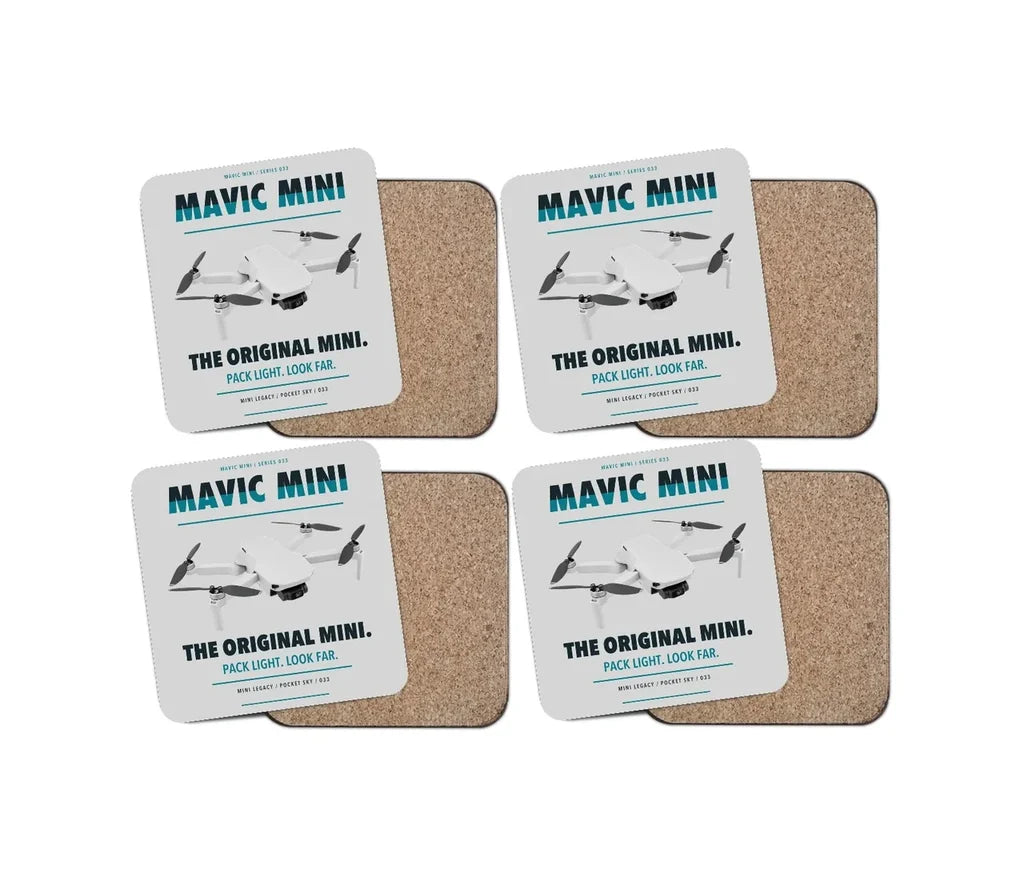 DJI Mavic Mini design on light gray 4 pieces set coaster