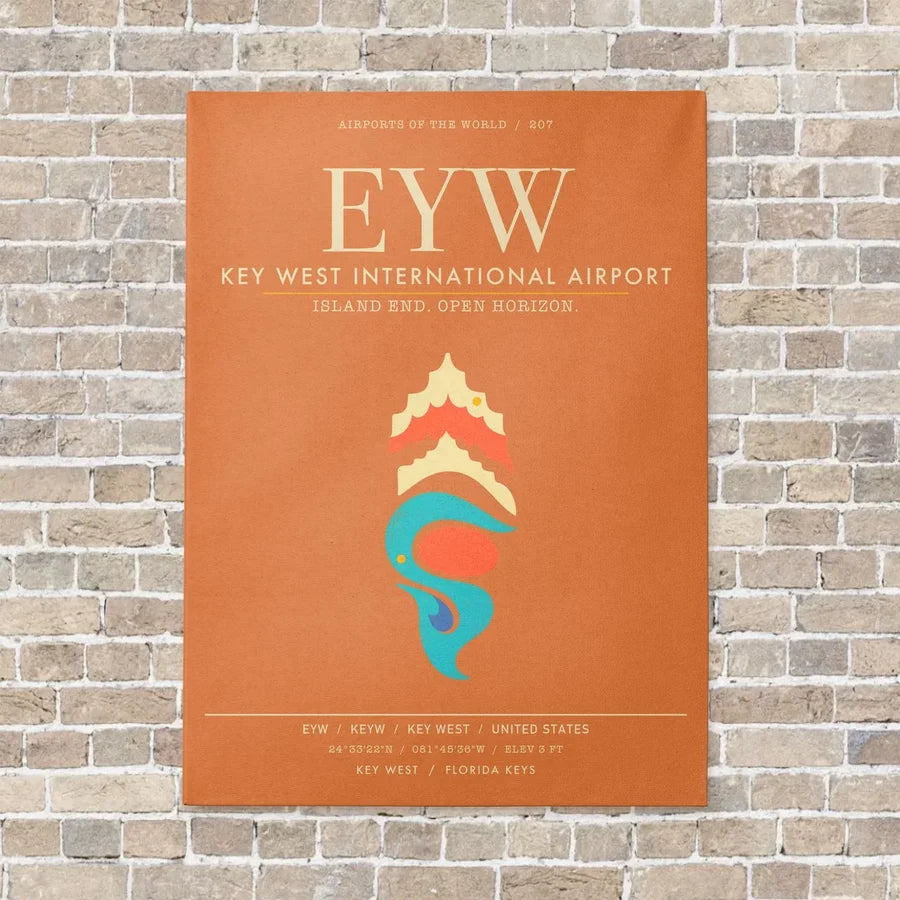 Key West International Airport EYW - Canvas Framed - Orange