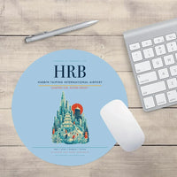 Thumbnail for Harbin Taiping International Airport (HRB) design on light blue round mouse pad