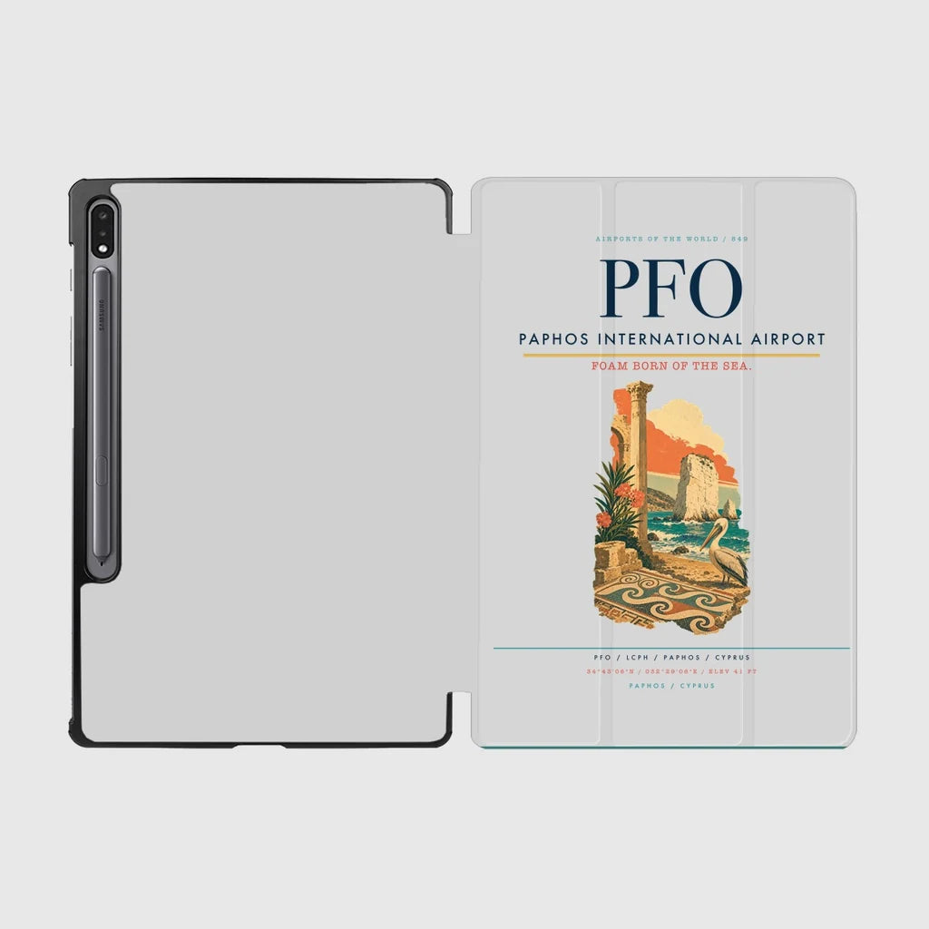 Paphos International Airport (PFO) design on light gray samsung tablet tablet case