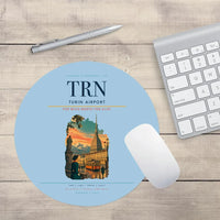 Thumbnail for Turin Airport (TRN) design on light blue round mouse pad