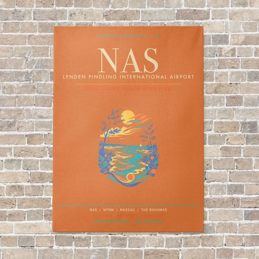 Lynden Pindling International Airport Nassau NAS - Canvas Framed - Orange