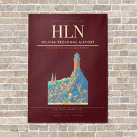 Thumbnail for Helena Regional Airport HLN vertical canvas print - no frame - dark red background