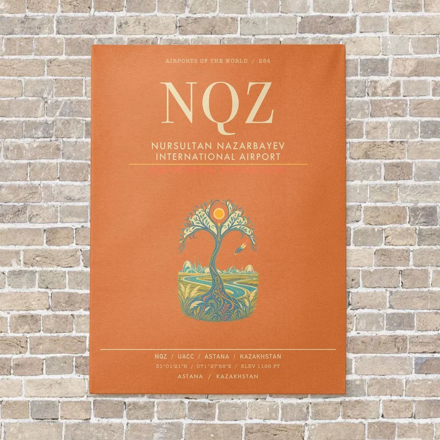 Nursultan Nazarbayev International Airport Astana NQZ - Canvas Framed - Orange
