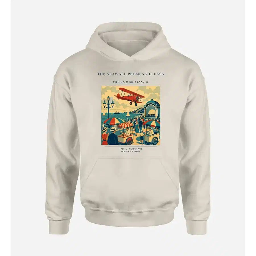 VINTAGE G4476 - The Seawall Promenade Pass - Premium Hoodie design on khaki premium