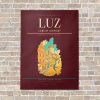 Thumbnail for Lublin Airport LUZ vertical canvas print - no frame - dark red background