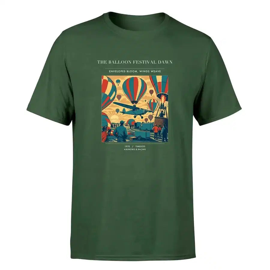 VINTAGE G4394 - The Balloon Festival Dawn - Premium T-Shirt design on darkgreen premium t shirt