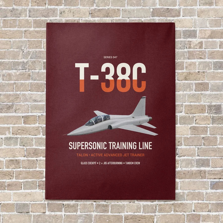T-38C Talon vertical canvas print - no frame - dark red background