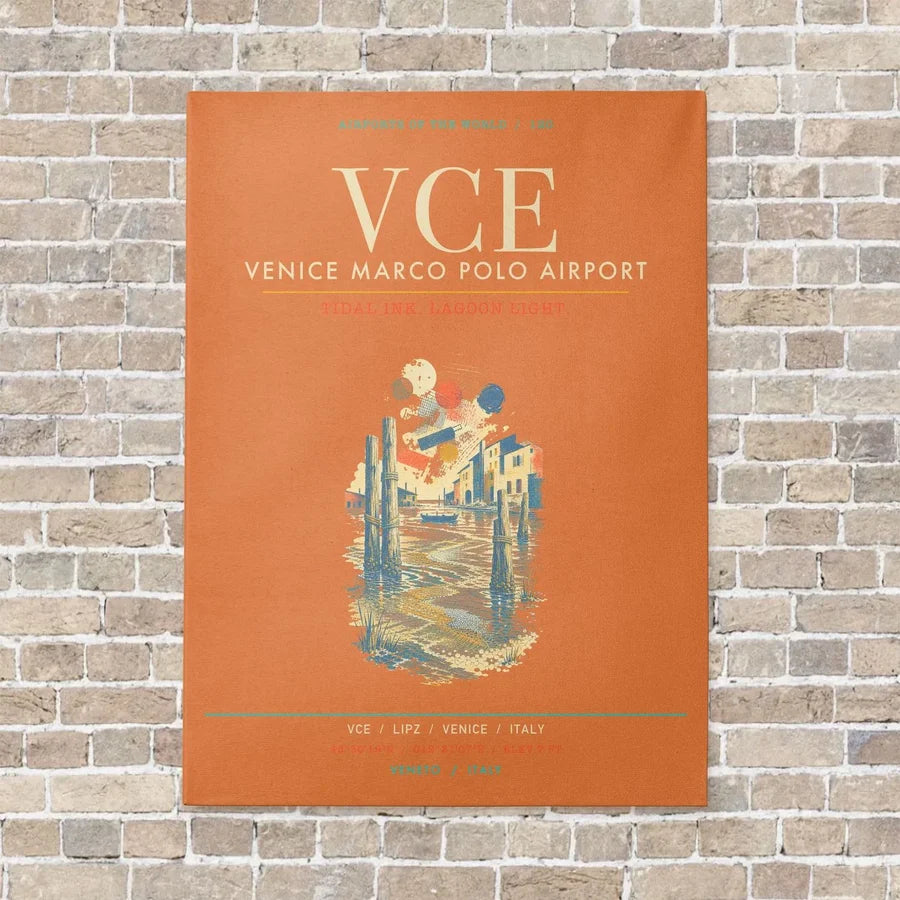 Venice Marco Polo Airport VCE - Canvas Framed - Orange