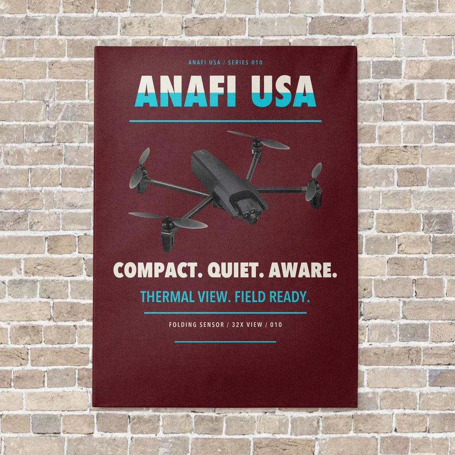 Parrot ANAFI USA vertical canvas print - no frame - dark red background