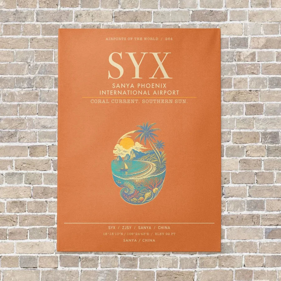 Sanya Phoenix International Airport SYX - Canvas Framed - Orange