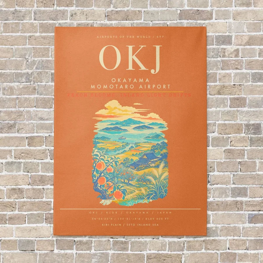 Okayama Momotaro Airport OKJ - Canvas Framed - Orange