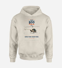 Thumbnail for Robinson R22 Beta II design on khaki double-side hoodie, single-side print