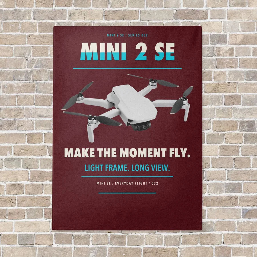 DJI Mini 2 SE vertical canvas print - no frame - dark red background