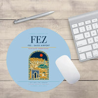 Thumbnail for Fes (FEZ) design on light blue round mouse pad