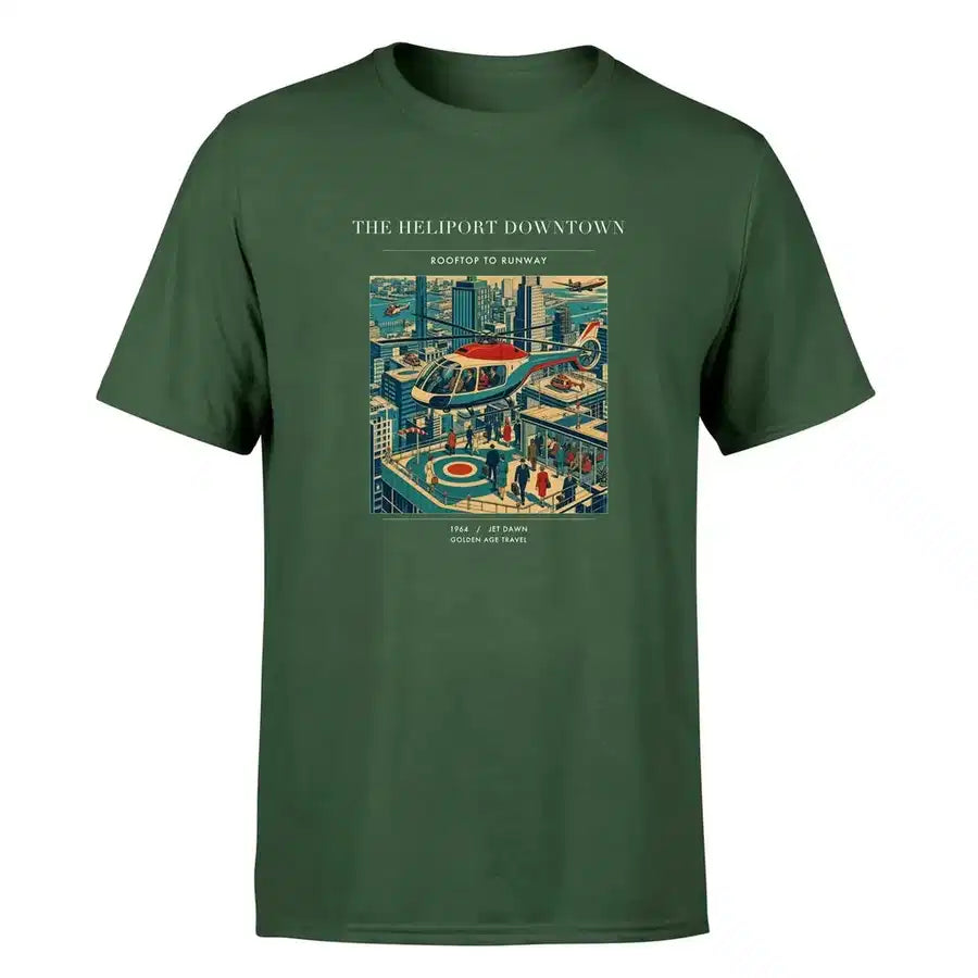 VINTAGE G4127 - The Heliport Downtown - Premium T-Shirt design on darkgreen premium t shirt