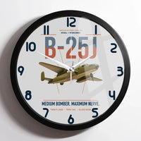 Thumbnail for B-25J Mitchell design on light gray framed wall clock