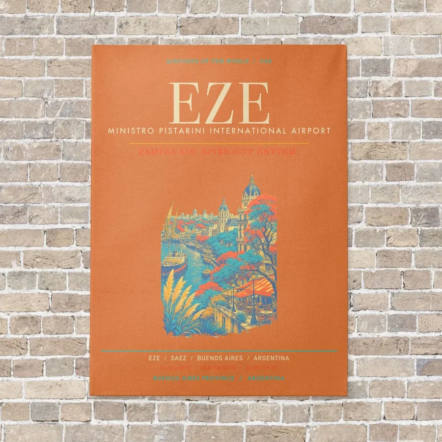 Buenos Aires Ministro Pistarini International Airport EZE - Canvas Framed - Orange