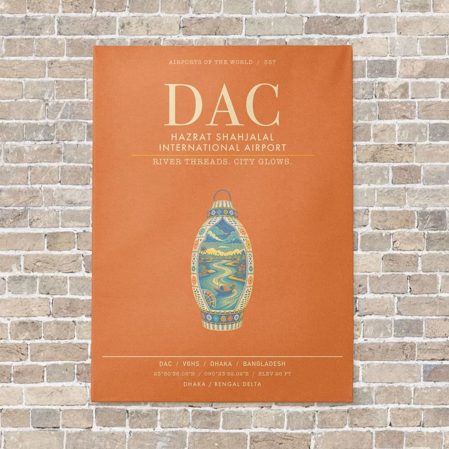 Hazrat Shahjalal International Airport Dhaka DAC - Canvas Framed - Orange