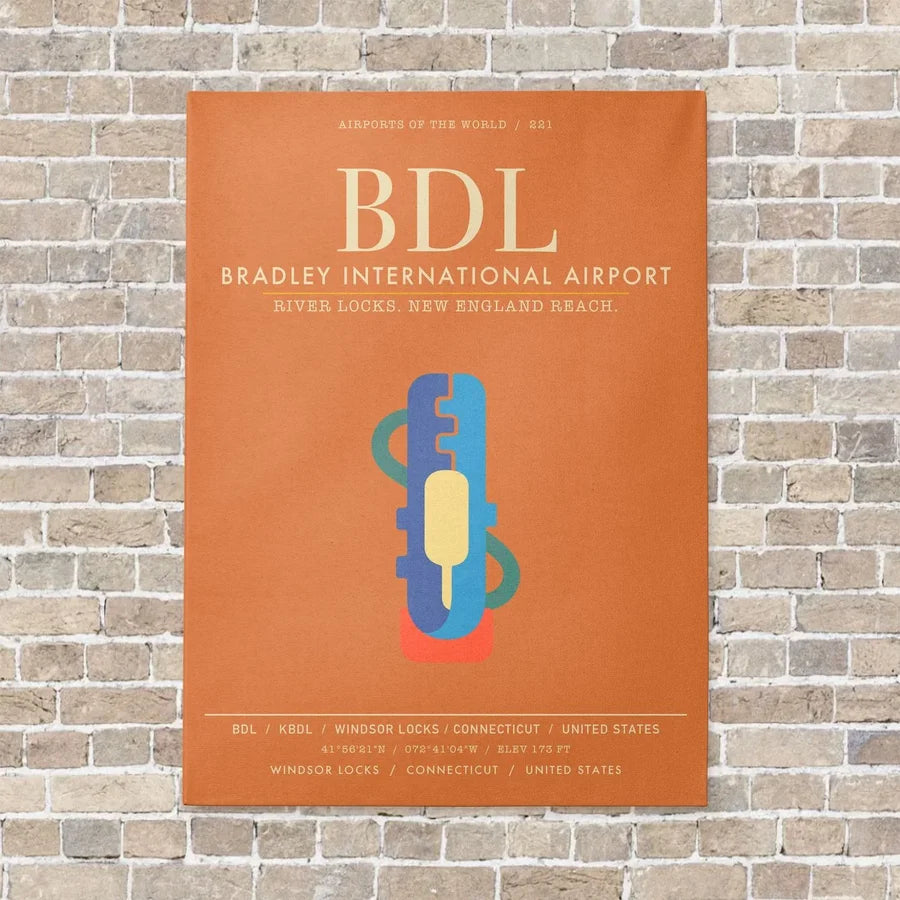Bradley International Airport BDL - Canvas Framed - Orange