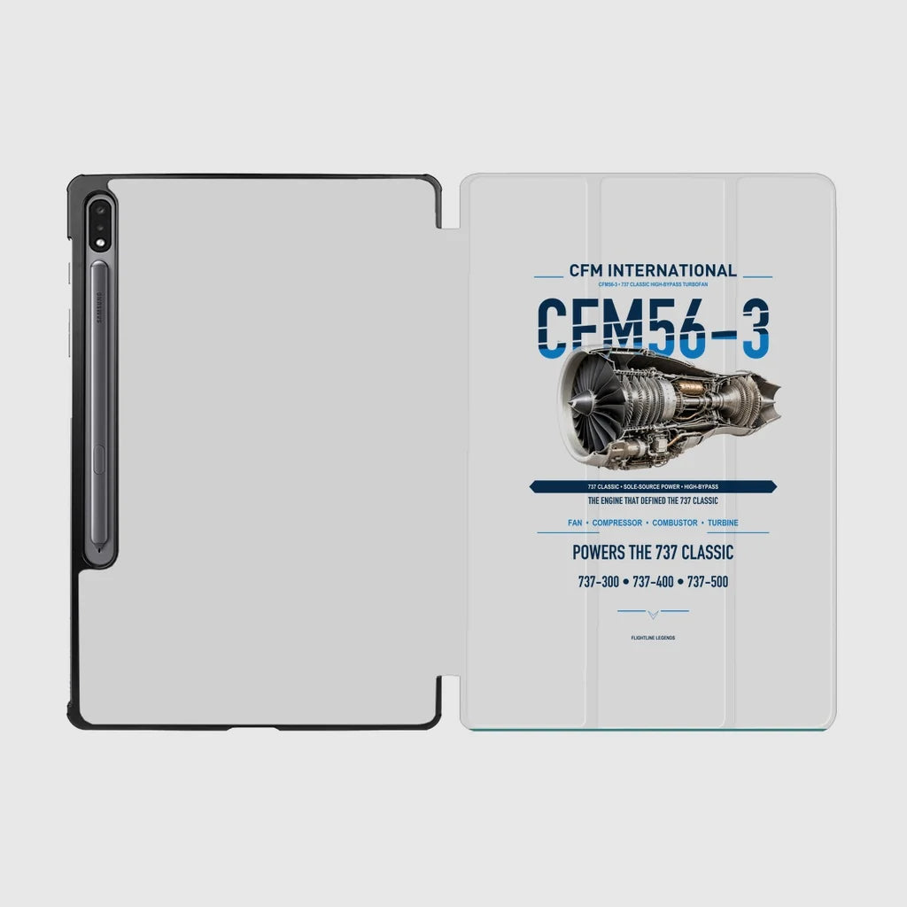 CFM56-3 design on light gray samsung tablet tablet case