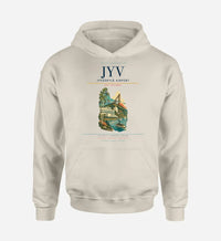 Thumbnail for Jyväskylä Airport (JYV) design on khaki hoodie single-side print