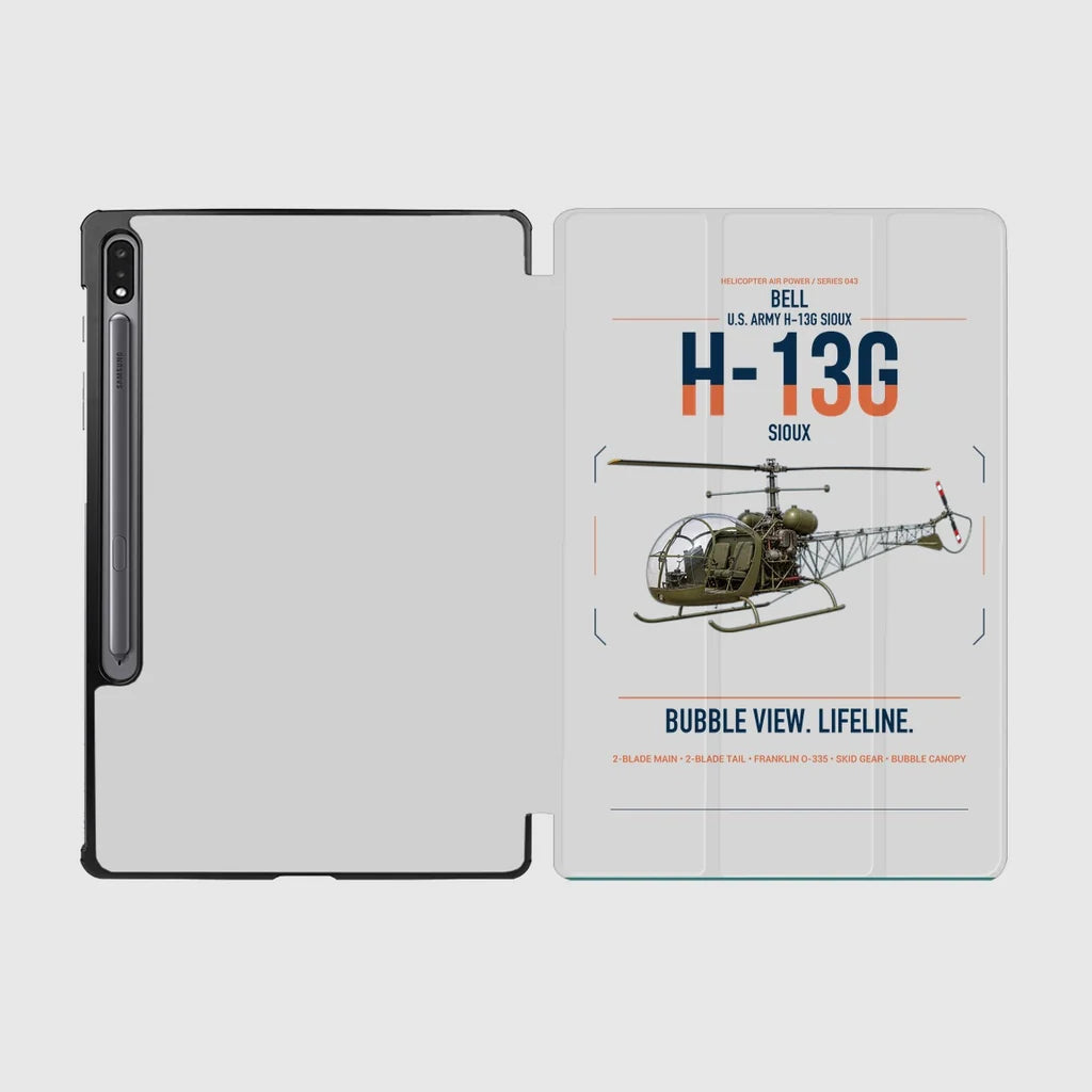 Bell H-13G Sioux design on light gray samsung tablet tablet case