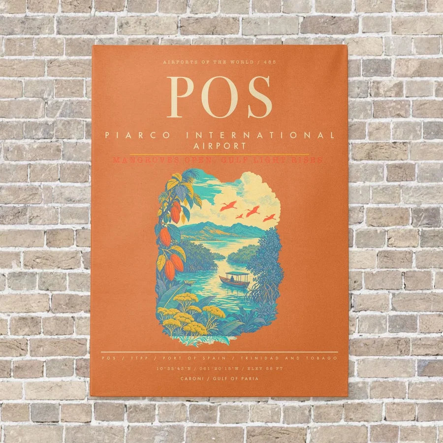Piarco International Airport POS - Canvas Framed - Orange