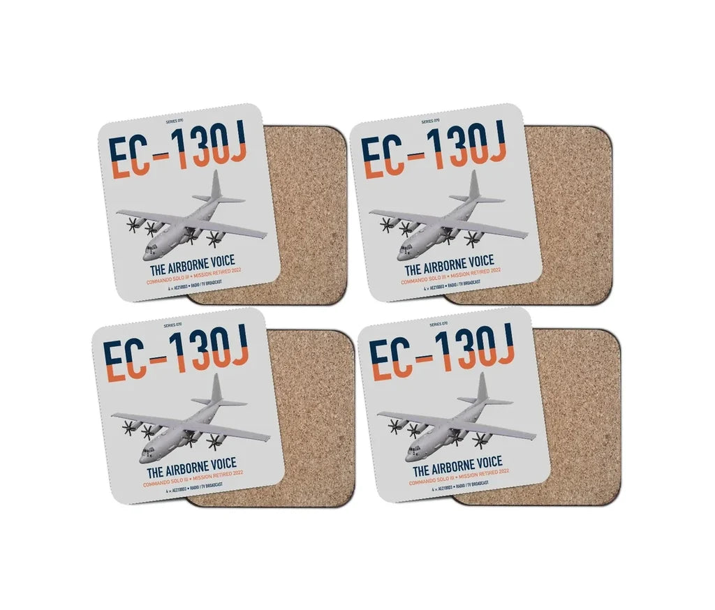 EC-130J Commando Solo III design on light gray 4 pieces set coaster