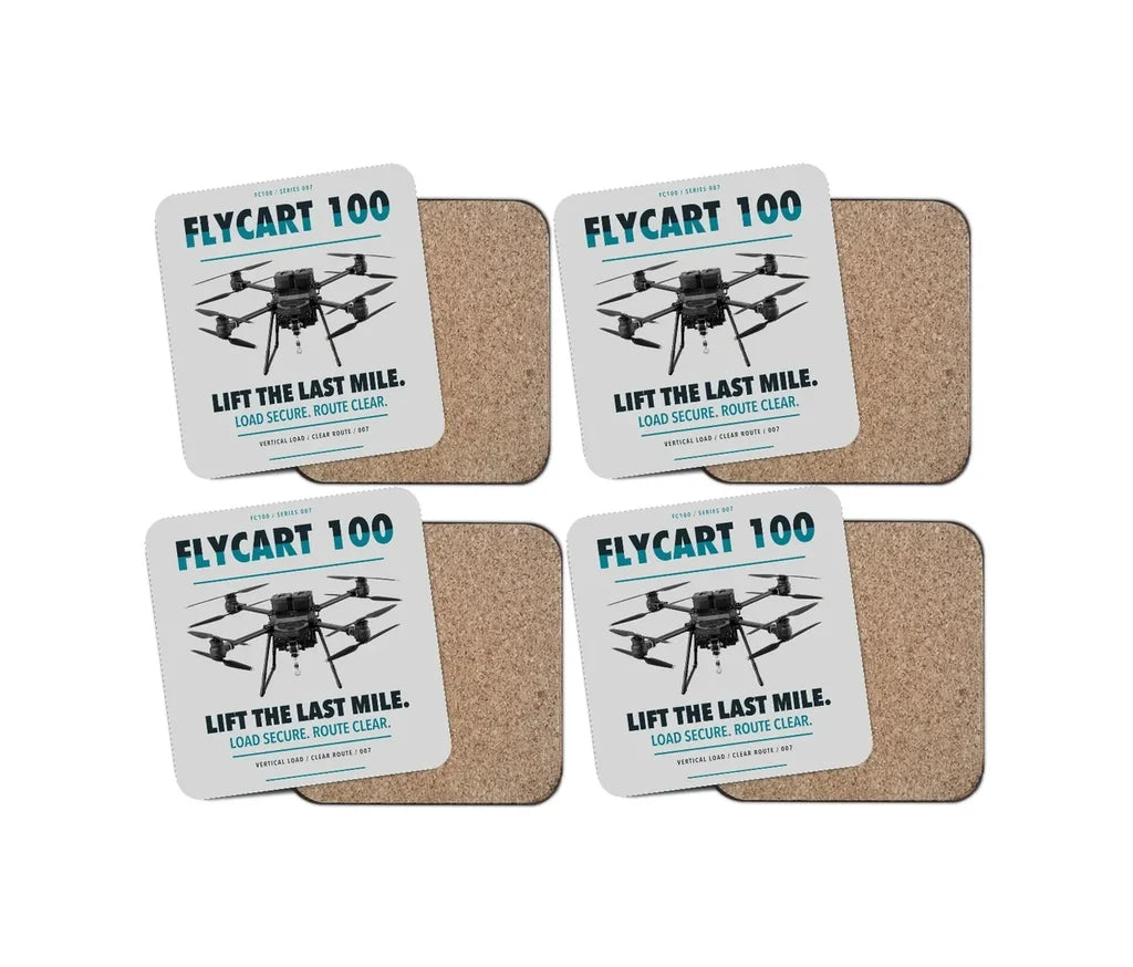 DJI FlyCart 100 design on light gray 4 pieces set coaster