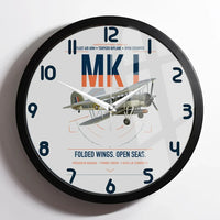Thumbnail for Fairey Swordfish Mk I design on light gray framed wall clock
