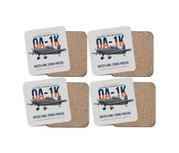 Thumbnail for OA-1K Skyraider II Armed Overwatch design on light gray 4 pieces set coaster